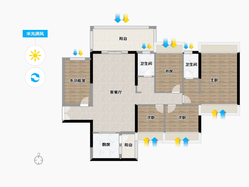 广东省-湛江市-飞鹏万荟世界铂悦-142.37-户型库-采光通风