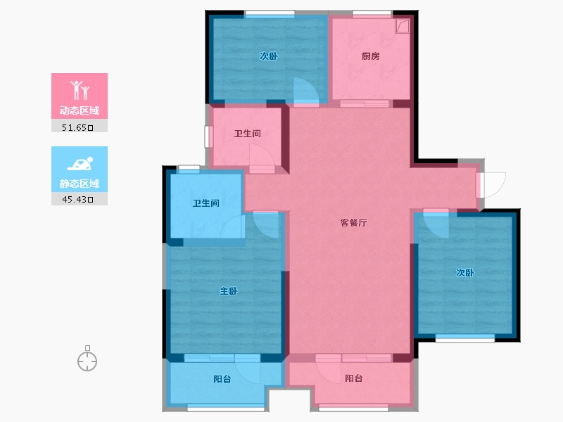 山东省-青岛市-金色蓝庭西区-102.40-户型库-动静分区