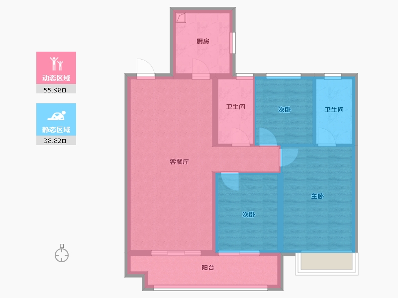 河北省-张家口市-长江九里-84.65-户型库-动静分区