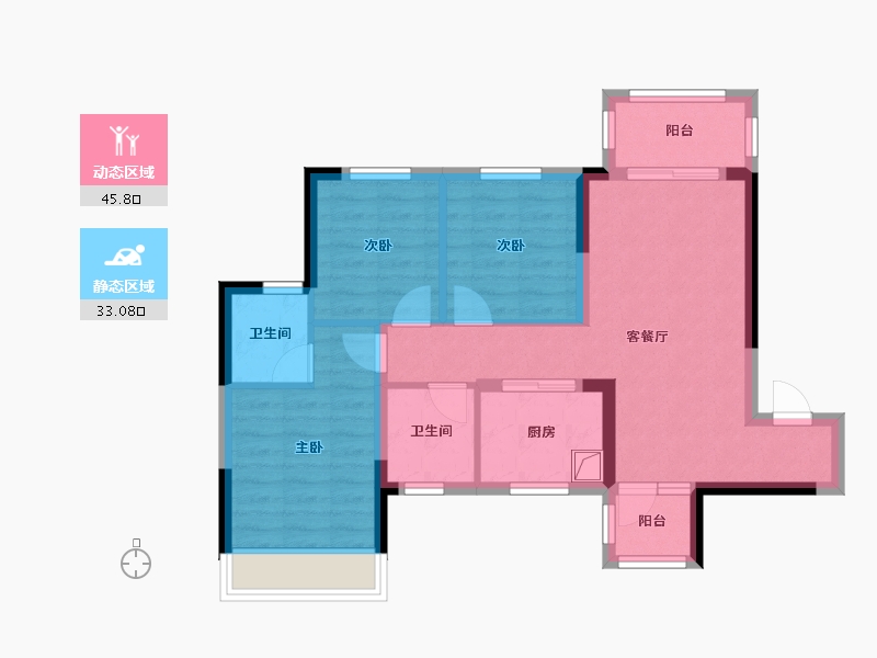 四川省-成都市-中梁御璟台-93.00-户型库-动静分区