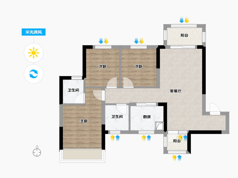 四川省-成都市-中梁御璟台-93.00-户型库-采光通风