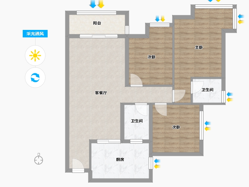 贵州省-铜仁市-江与城-96.00-户型库-采光通风