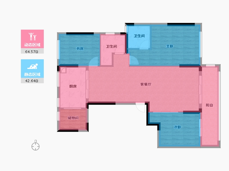 浙江省-绍兴市-云熙望府-102.40-户型库-动静分区