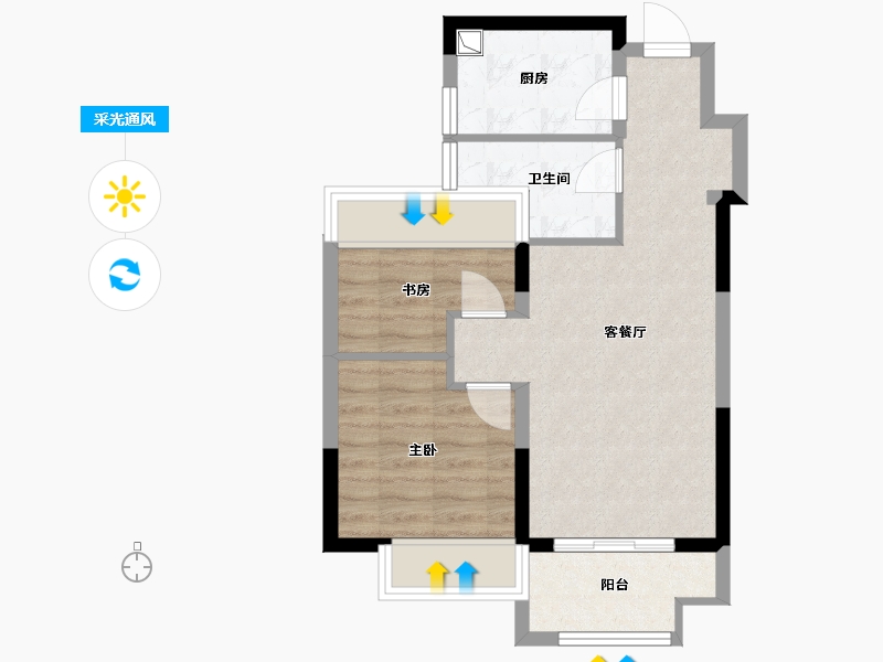 浙江省-嘉兴市-碧桂园枫景尚院-53.60-户型库-采光通风