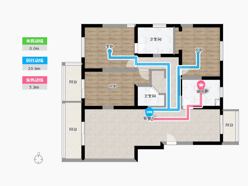 陕西省-西安市-紫薇田园都市-H区-110.24-户型库-动静线