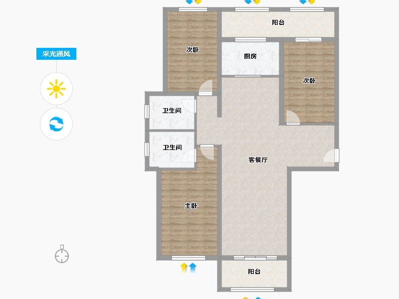 山西省-临汾市-锦悦府-102.40-户型库-采光通风