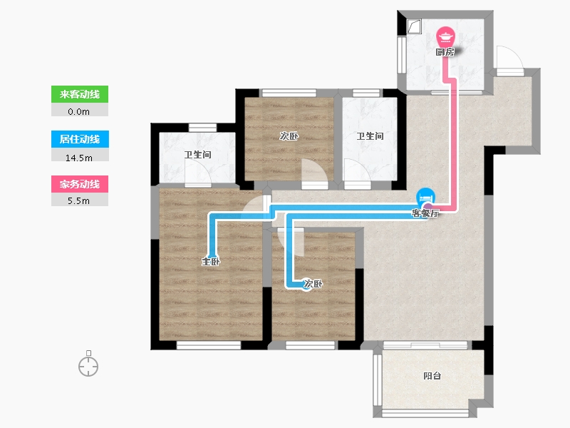 江苏省-苏州市-山湖花园-105.00-户型库-动静线