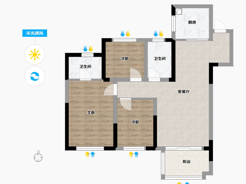 江苏省-苏州市-山湖花园-105.00-户型库-采光通风