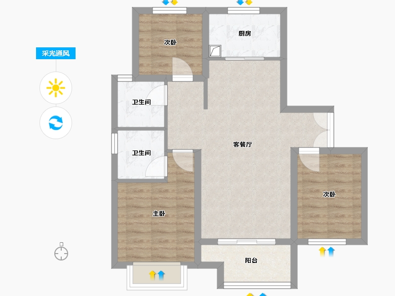 河北省-石家庄市-璟华苑-105.00-户型库-采光通风