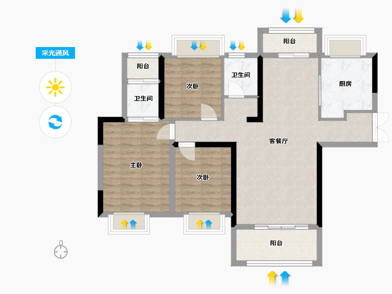 湖南省-长沙市-九玺铭城-100.00-户型库-采光通风