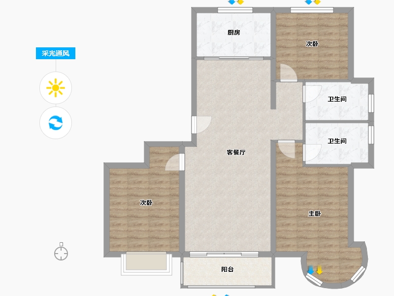 河北省-邯郸市-银河御府-102.40-户型库-采光通风