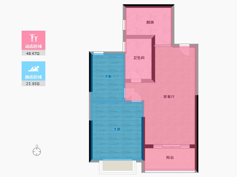 江苏省-扬州市-恒大观澜府-64.80-户型库-动静分区