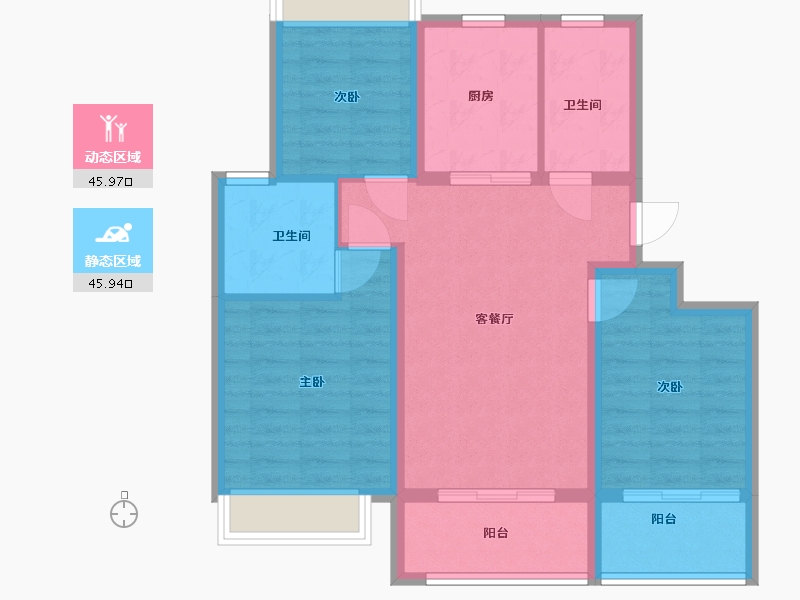 江苏省-扬州市-栖湖云庭-82.00-户型库-动静分区