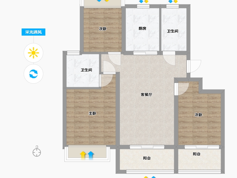 江苏省-扬州市-栖湖云庭-82.00-户型库-采光通风