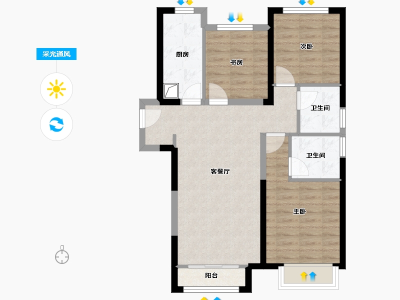 河北省-唐山市-水山樾城-80.53-户型库-采光通风