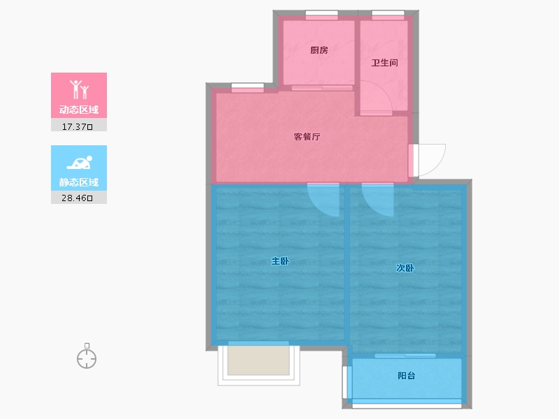 浙江省-杭州市-塘河南村-44.80-户型库-动静分区