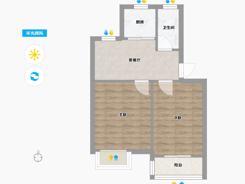 浙江省-杭州市-塘河南村-44.80-户型库-采光通风