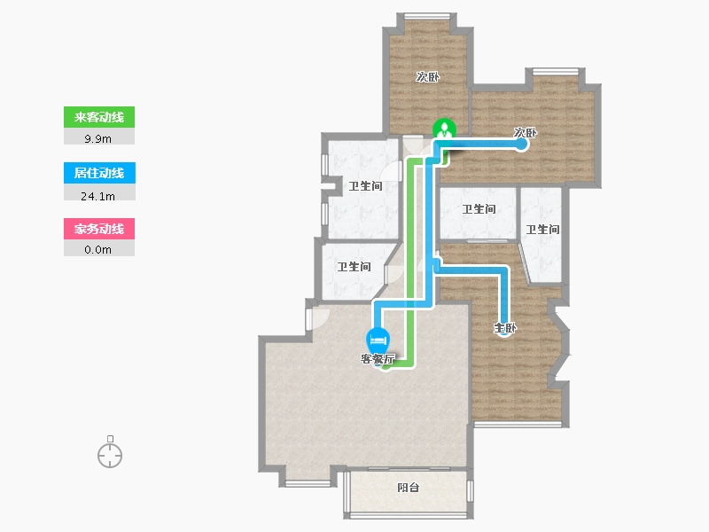 湖北省-武汉市-新世纪都市花园沁园春-133.00-户型库-动静线