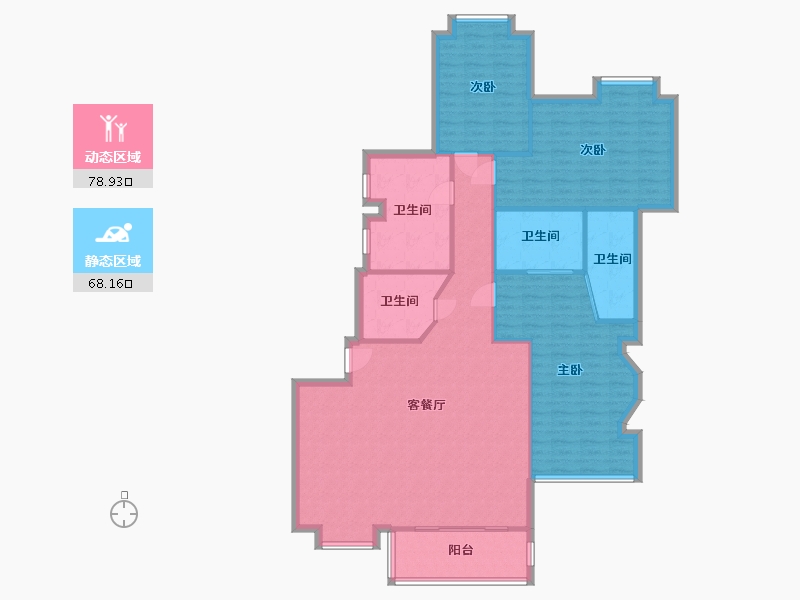 湖北省-武汉市-新世纪都市花园沁园春-133.00-户型库-动静分区