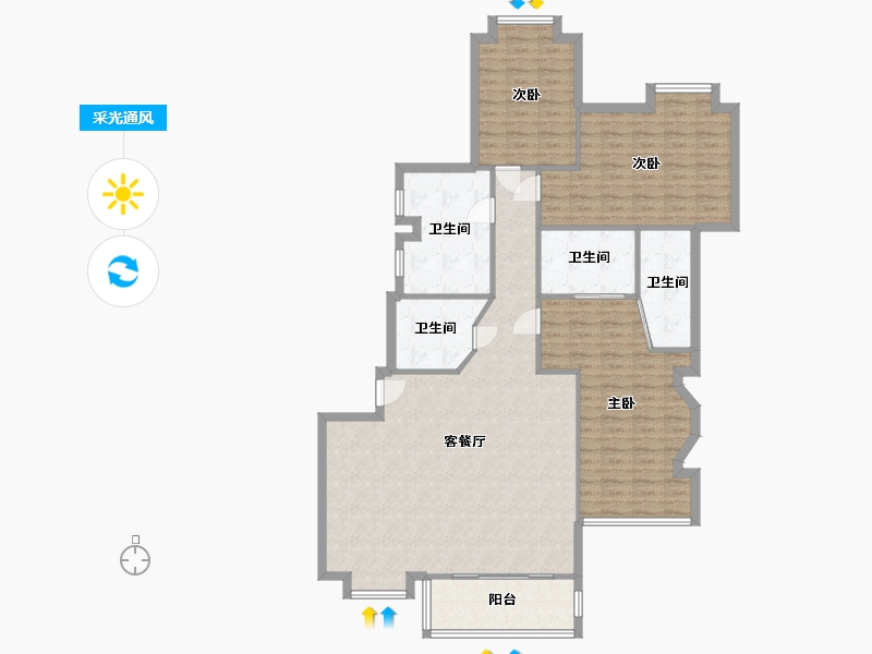 湖北省-武汉市-新世纪都市花园沁园春-133.00-户型库-采光通风