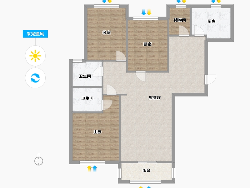 河南省-郑州市-方圆创世-114.40-户型库-采光通风