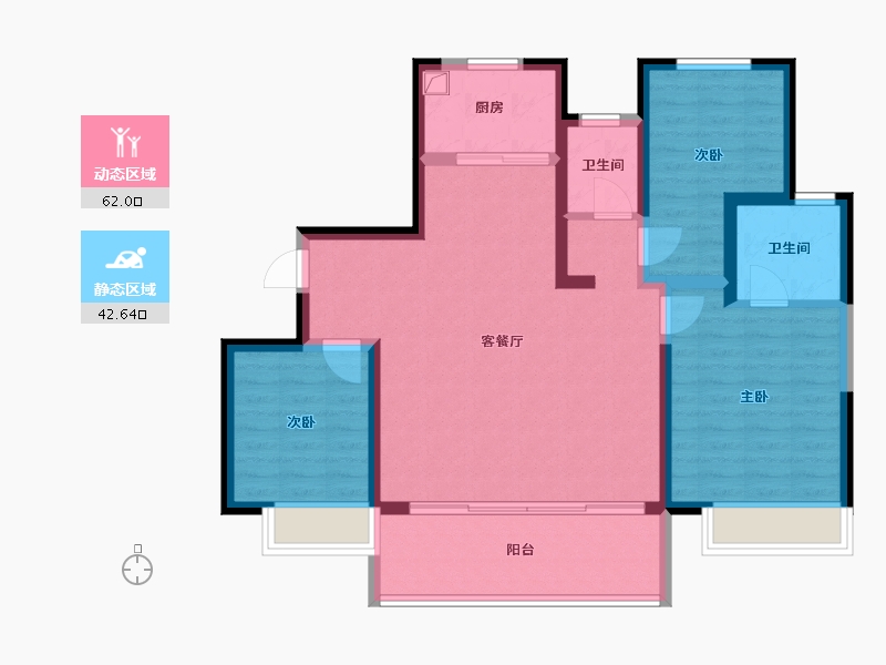 河南省-郑州市-金辉滨河云著-98.67-户型库-动静分区