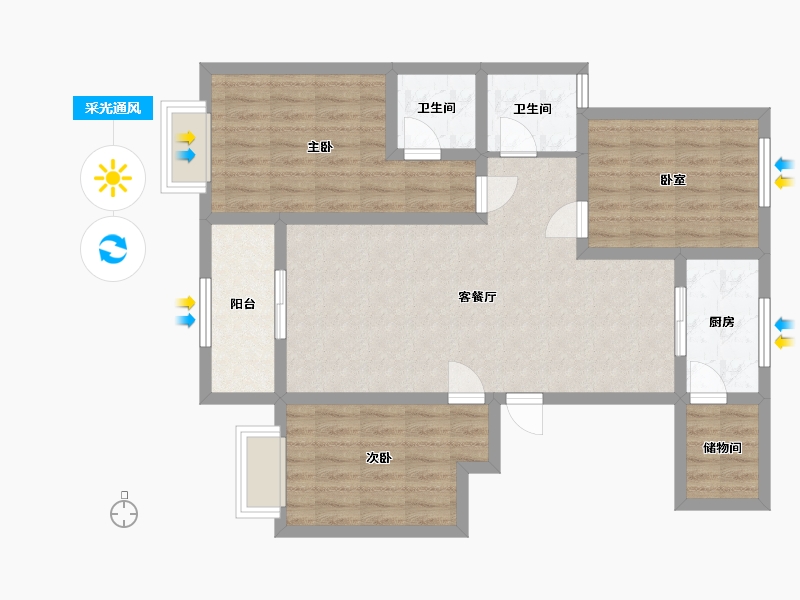 山西省-运城市-金庭华府-98.40-户型库-采光通风