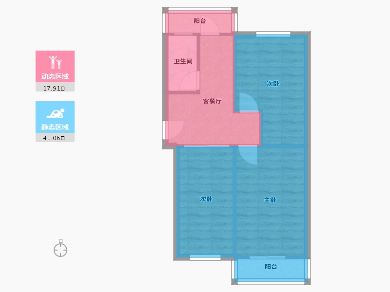 天津-天津市-西园西里-61.79-户型库-动静分区