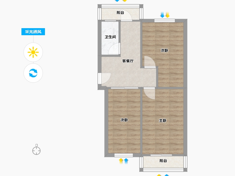 天津-天津市-西园西里-61.79-户型库-采光通风