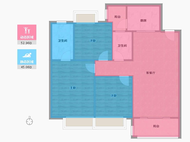 广东省-广州市-新世界凯粤湾-89.69-户型库-动静分区