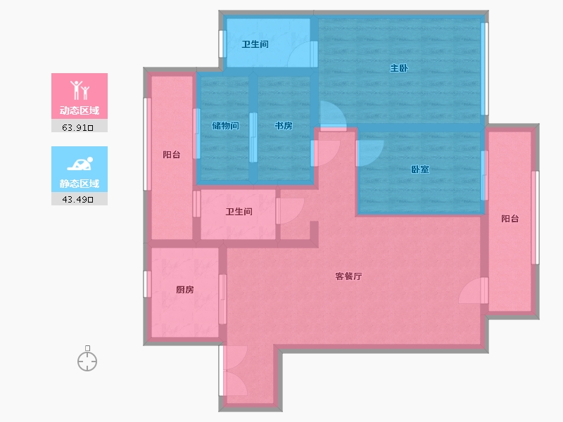 宁夏回族自治区-银川市-逸兰汐-92.80-户型库-动静分区