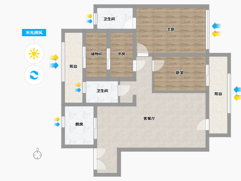 宁夏回族自治区-银川市-逸兰汐-92.80-户型库-采光通风