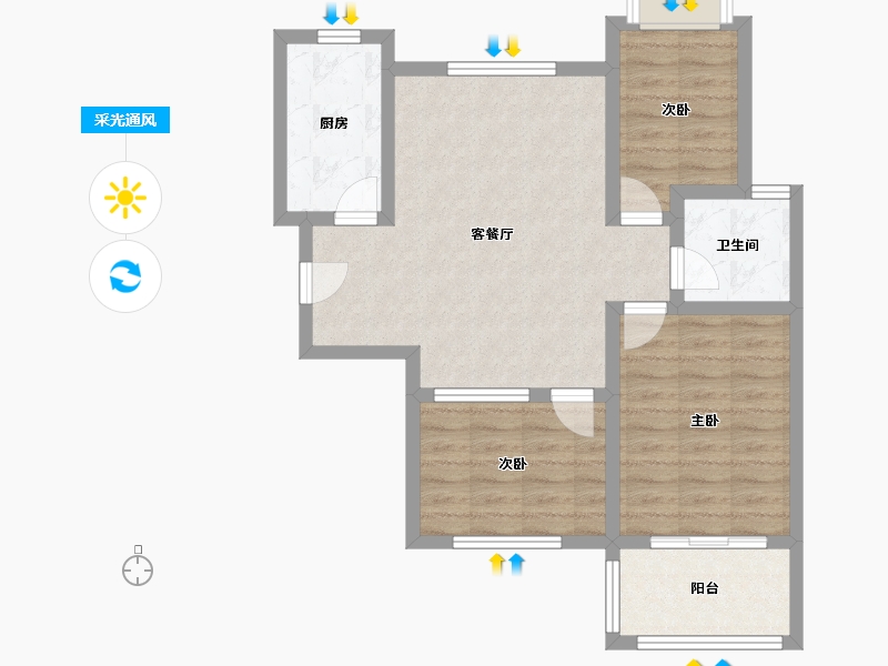 安徽省-合肥市-滨湖顺园北区-73.00-户型库-采光通风