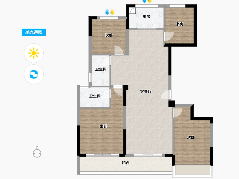 山东省-潍坊市-蓝城锦绣-117.60-户型库-采光通风