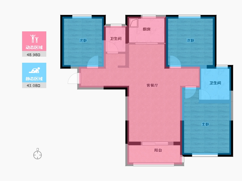 河南省-郑州市-五矿二十三冶天一花园项目部-96.00-户型库-动静分区