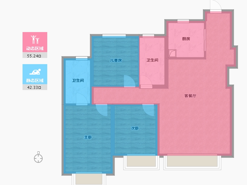 新疆维吾尔自治区-乌鲁木齐市-万科都会未来城-100.80-户型库-动静分区