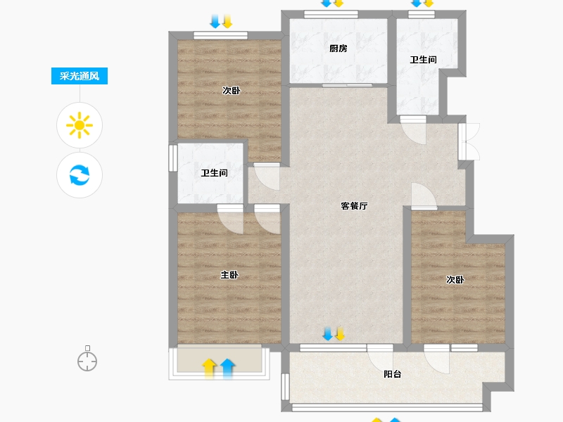 山东省-临沂市-万城春暖花开-100.60-户型库-采光通风