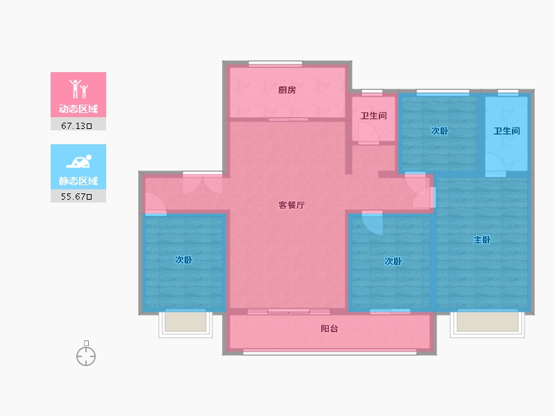 山东省-济南市-翰林樾小区-120.80-户型库-动静分区