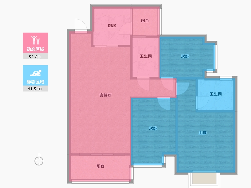 广东省-佛山市-佛山恒大悦府二期-85.35-户型库-动静分区