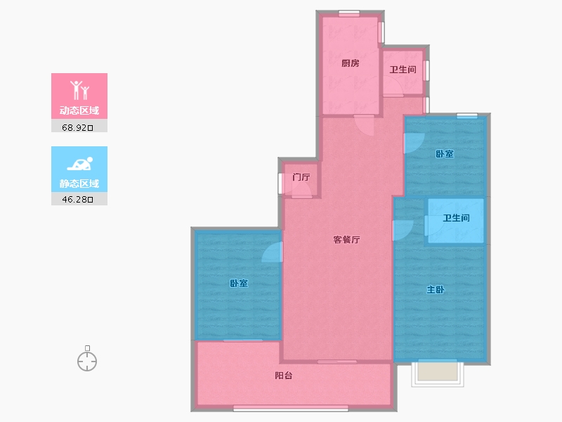 山东省-青岛市-海韵苑小区-89.60-户型库-动静分区