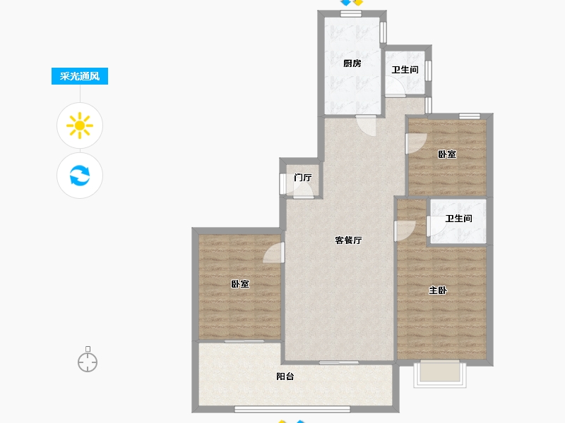 山东省-青岛市-海韵苑小区-89.60-户型库-采光通风