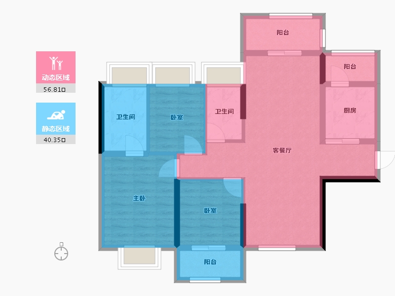 广东省-佛山市-鹿湖尚岛花园-86.66-户型库-动静分区