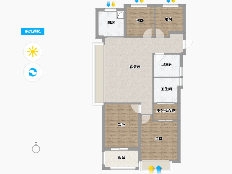 浙江省-杭州市-滨江澄虹府-93.80-户型库-采光通风