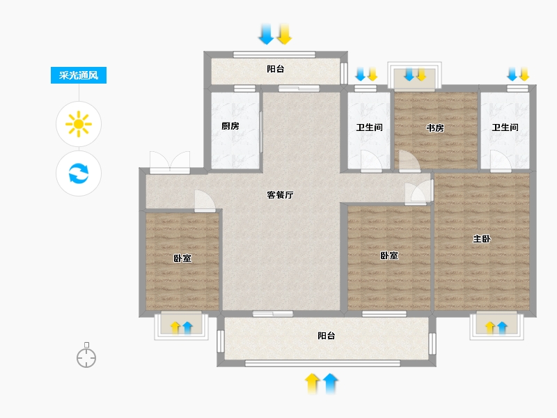 江西省-九江市-龙城壹品小区-120.00-户型库-采光通风