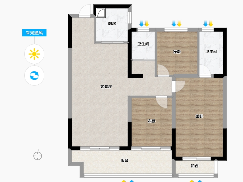 河南省-南阳市-上和居-91.94-户型库-采光通风