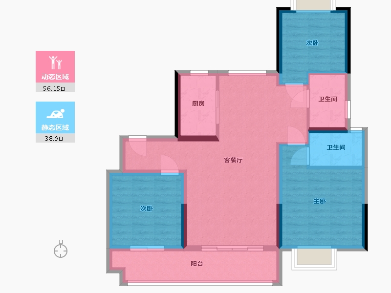 江西省-九江市-碧桂园九瓏山-90.83-户型库-动静分区