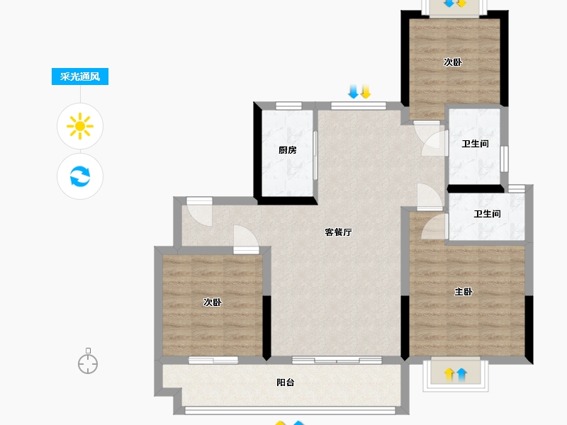 江西省-九江市-碧桂园九瓏山-90.83-户型库-采光通风