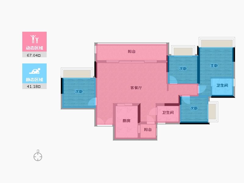 重庆-重庆市-海成东方府-101.48-户型库-动静分区