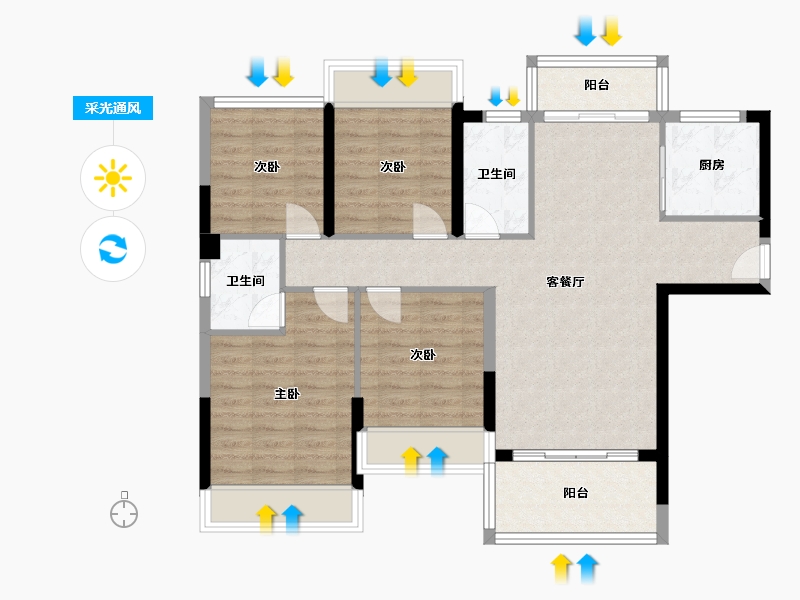 广西壮族自治区-玉林市-东湖一号-97.60-户型库-采光通风