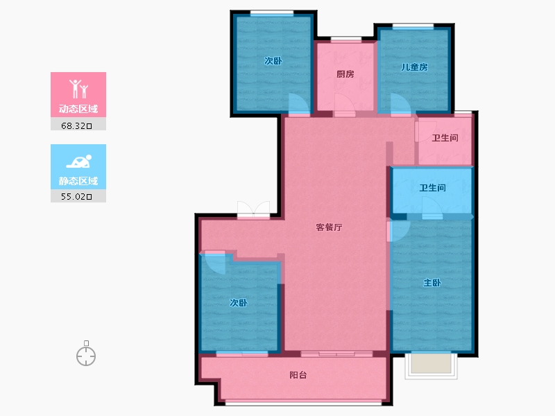 新疆维吾尔自治区-阿拉尔市-汇嘉-135.62-户型库-动静分区